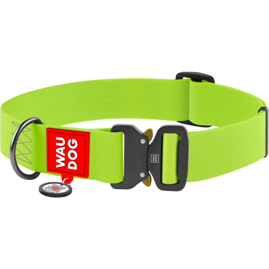 Нашийник для тварин WAUDOG Waterproof з QR паспортом XXL Ш 40 мм Д 43-70 см(салатовий) (28015) - зображення 1