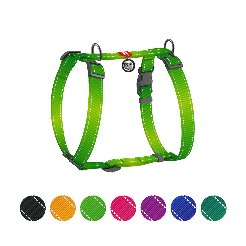 Шлея для собак WAUDOG Nylon Mono з QR-паспортом, пластиковий фастекс М салатова (52725) - зображення 1