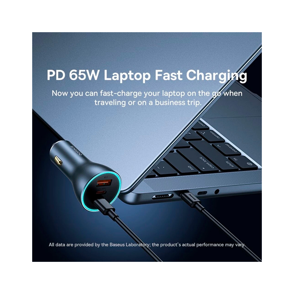 Зарядний пристрій Baseus Golden Contactor Pro GaN Fast Charging Car Charger U+2C 65W Lunar Gray (C00035202841-00) - зображення 5