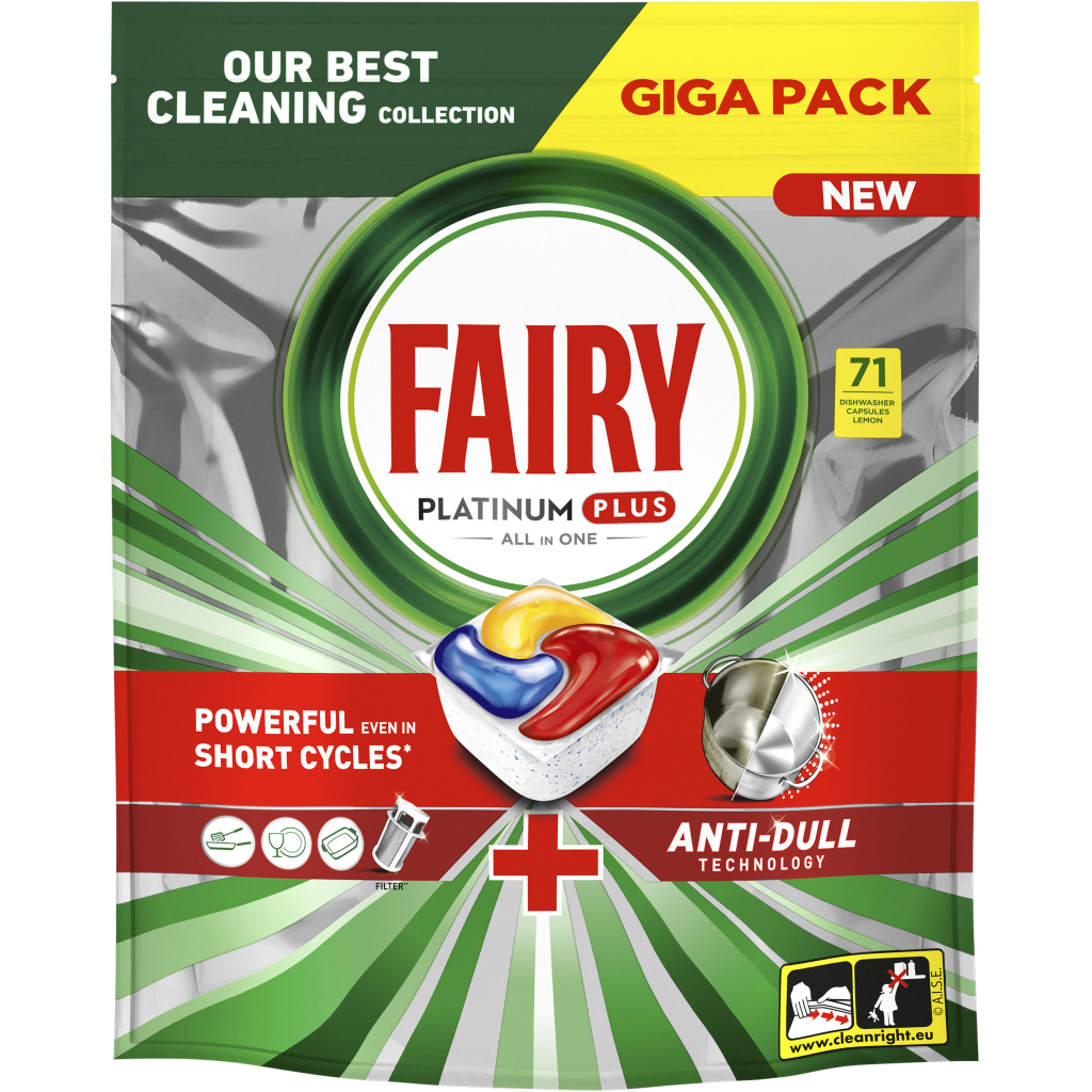 Таблетки для посудомийних машин Fairy Platinum Plus All in One Lemon 71 шт. (8700216236126) - зображення 1