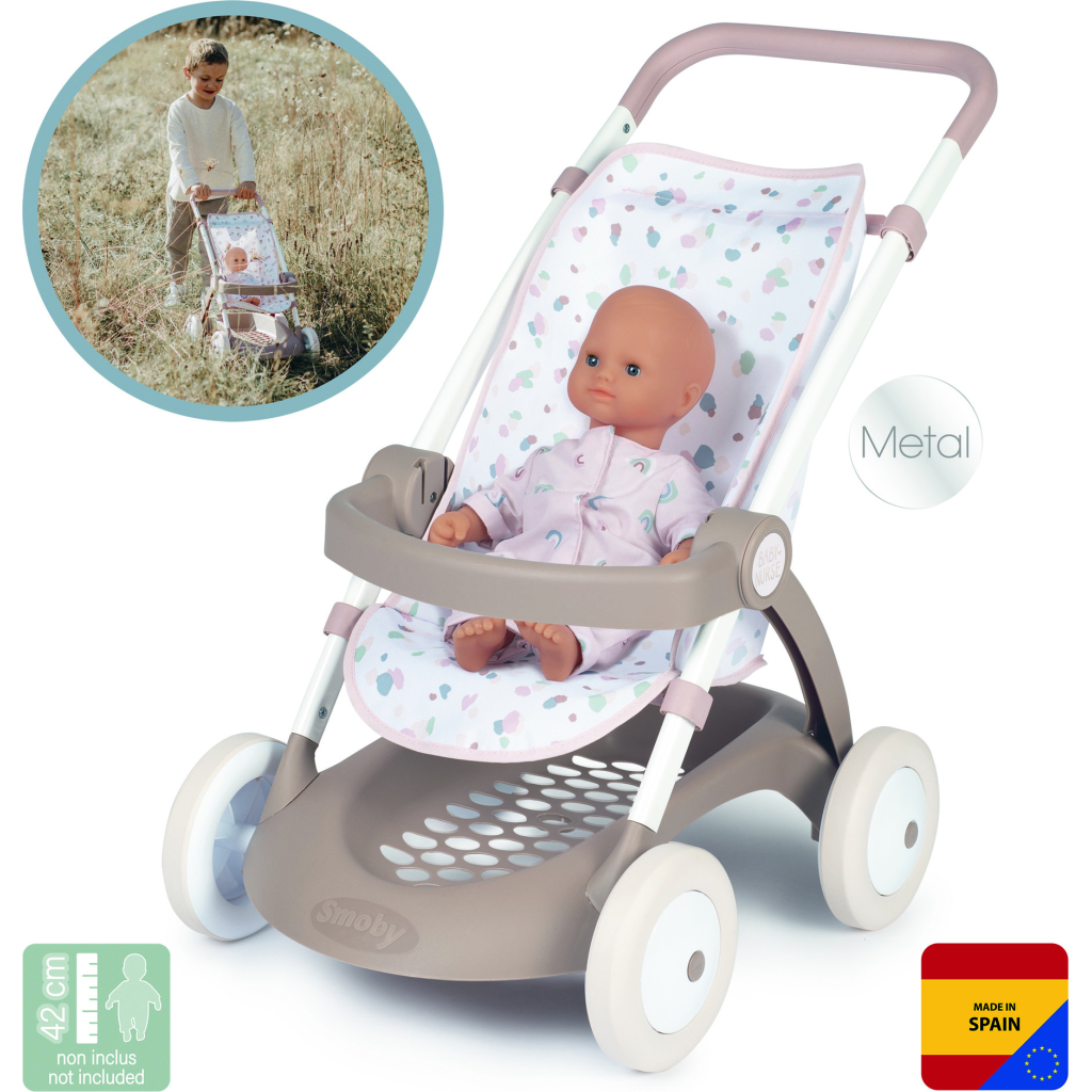Коляска для ляльок Smoby Baby Nurse Прогулянка з кошиком Рожева пудра (254018) - зображення 2