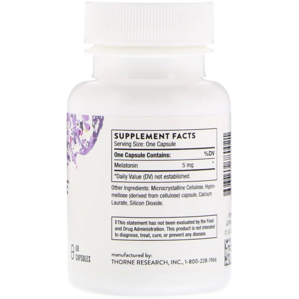 Вітамінно-мінеральний комплекс Thorne Research Мелатонін-5, Melaton-5, 60 капсул (THR-78002) - зображення 2