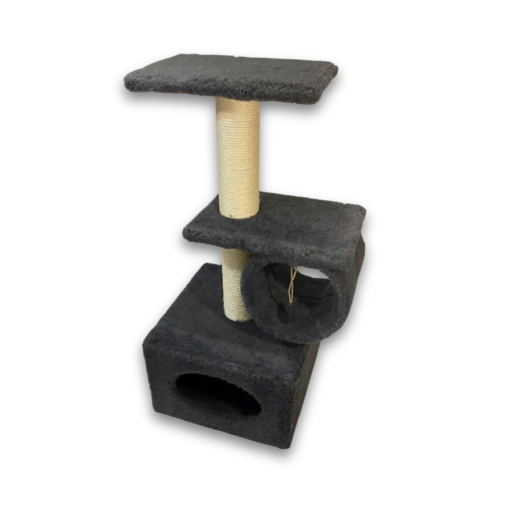 Дряпка (кігтеточка) для котів Природа Саванна з барабаном 38x38x90 см сіра (4823082442638) - зображення 3