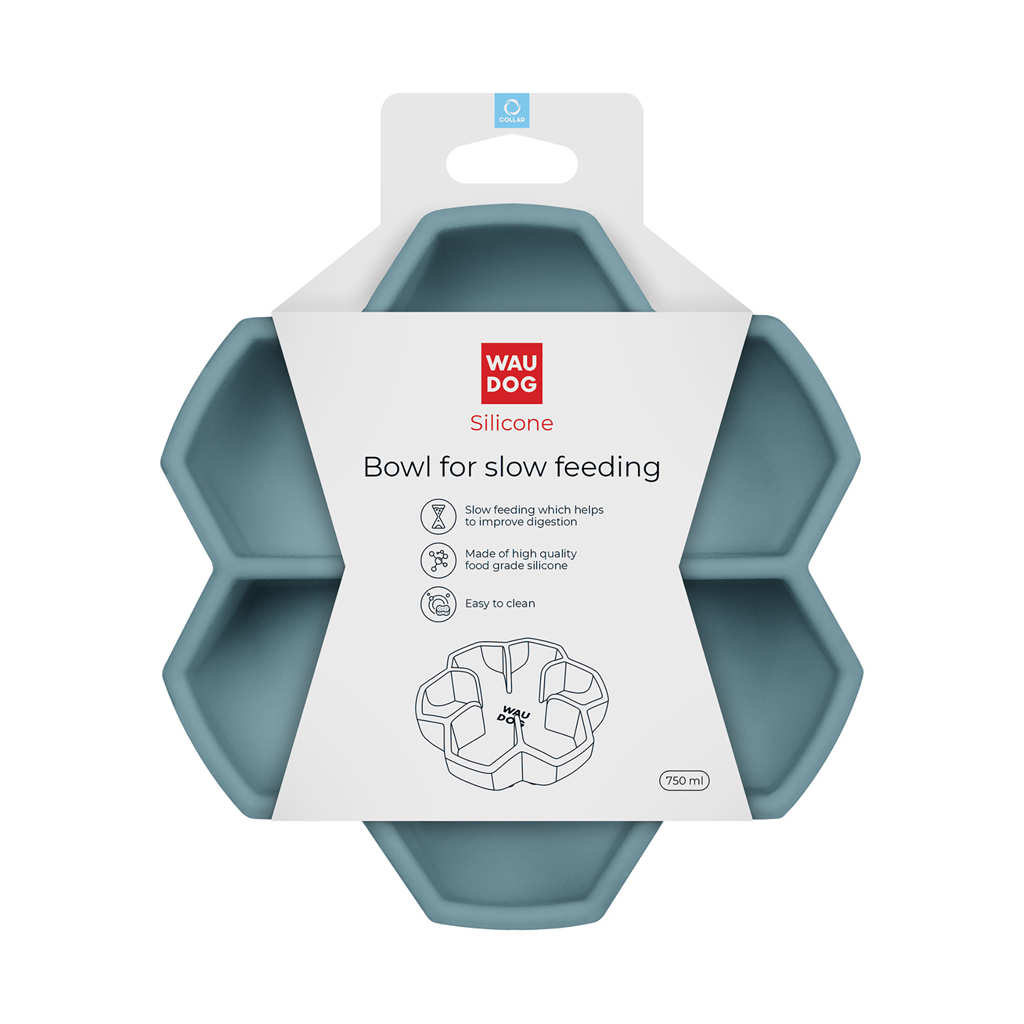 Універсальний посуд для тварин WAUDOG Silicone миска для повільного харчування 750 мл сіра (235411) - изображение 4