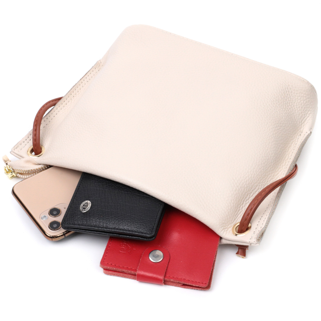 Сумка Vintage Жіноча трапецієподібна з натуральної шкіри Біла (22396) - зображення 7