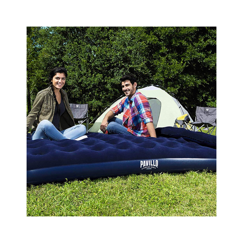 Матрац надувний BestWay Pavillo велюр Синій 152 х 203 х 22 см (67374) - зображення 5