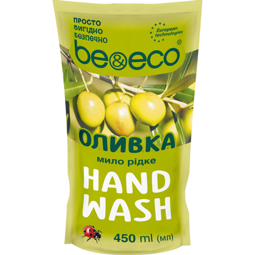 Рідке мило Be&Eco З антибактеріальним ефектом Оливка дой-пак 450 мл (4820168435010) - зображення 1