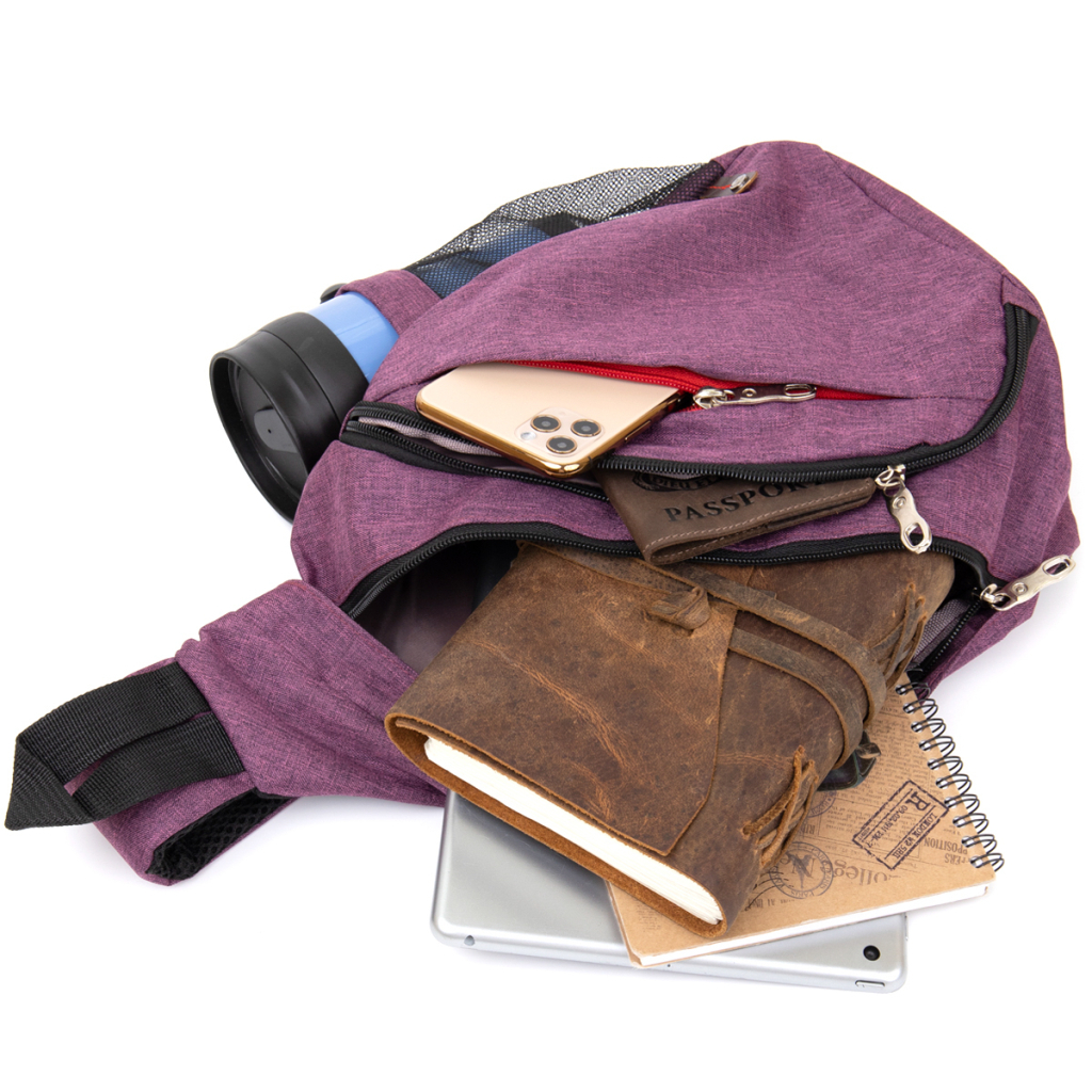 Сумка Vintage Унісекс через плече смарт текстильна Малинова (20552) - зображення 6