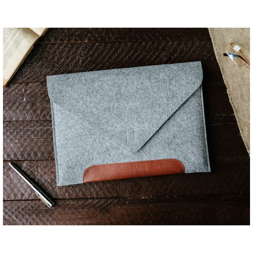Чохол до ноутбука Gmakin 14" Macbook Pro, envelope, LightGray, brown stripe (GM10-14) - зображення 7