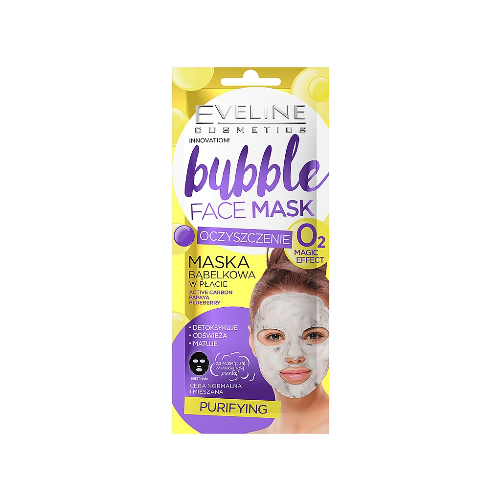 Маска для обличчя Eveline Cosmetics Bubble Face Mask Очищаюча бульбашкова тканинна (5901761986310) - зображення 1