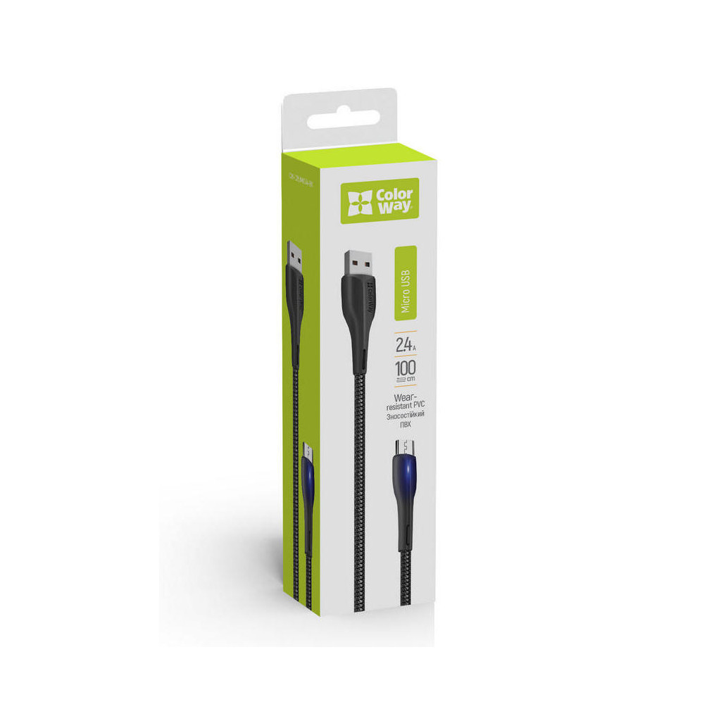 Дата кабель USB 2.0 AM to Micro 5P 1.0m led black ColorWay (CW-CBUM034-BK) - зображення 5