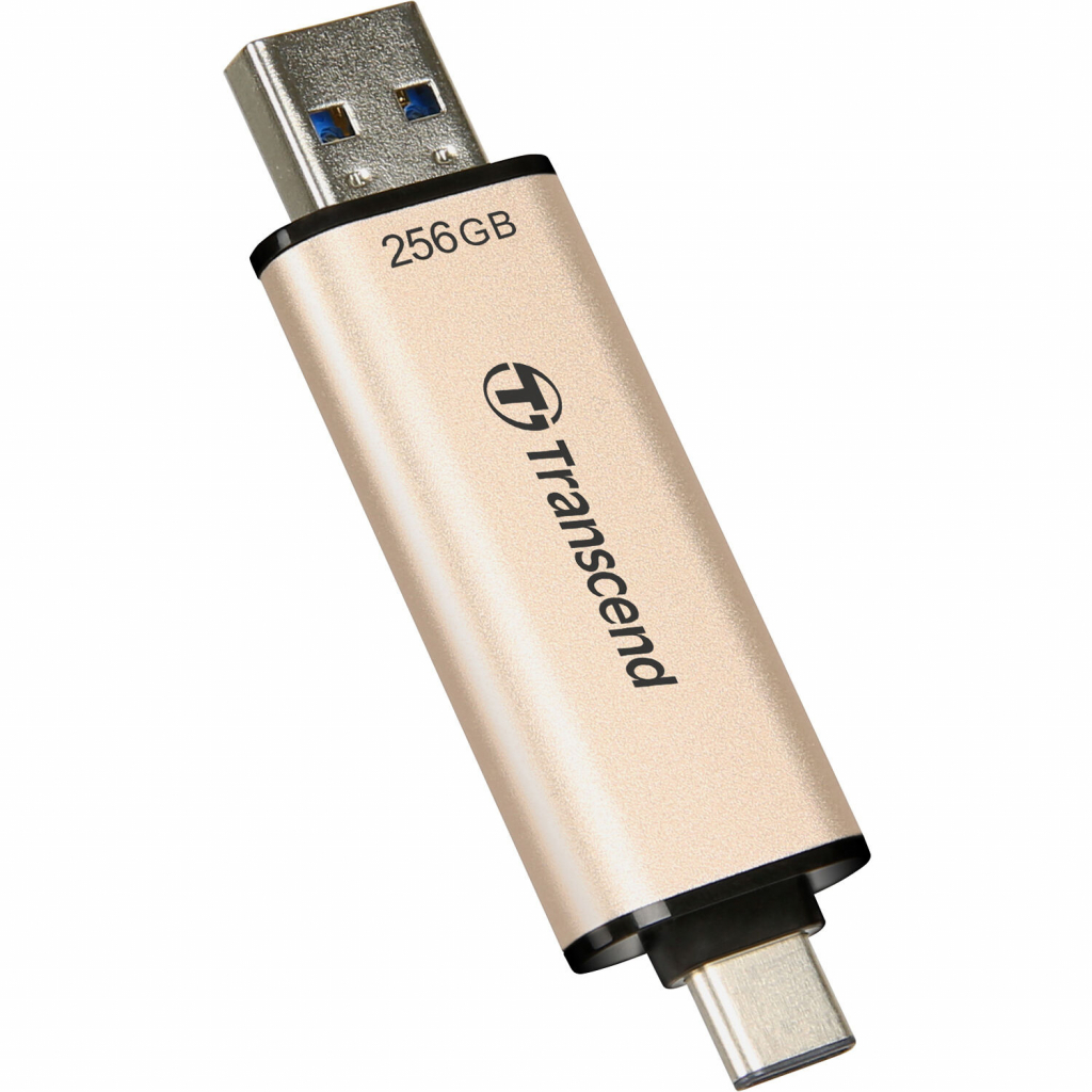 USB флеш накопичувач Transcend 256GB JetFlash 930 Gold-Black USB 3.2/Type-C (TS256GJF930C) - зображення 4