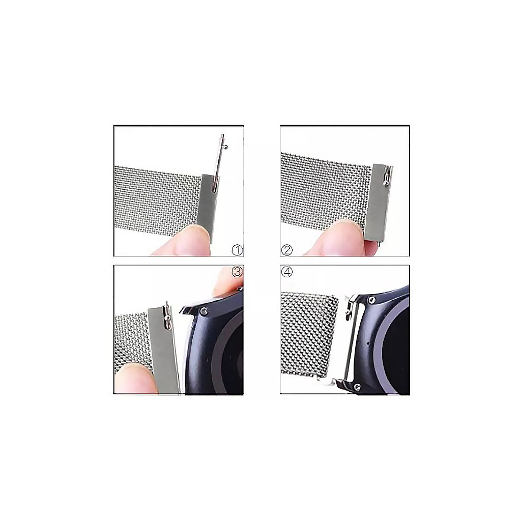 Ремінець до смарт-годинника BeCover Milanese Style для Samsung Galaxy (20mm)/Watch 5/ Watch 4.../Gear S2 Classic/Gear Sport Silver (707675) - изображение 6