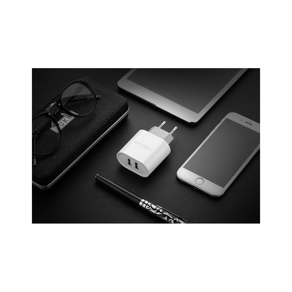 Зарядний пристрій Ugreen CD104 2xUSB 3.4A Charger (White) (20384) - зображення 10