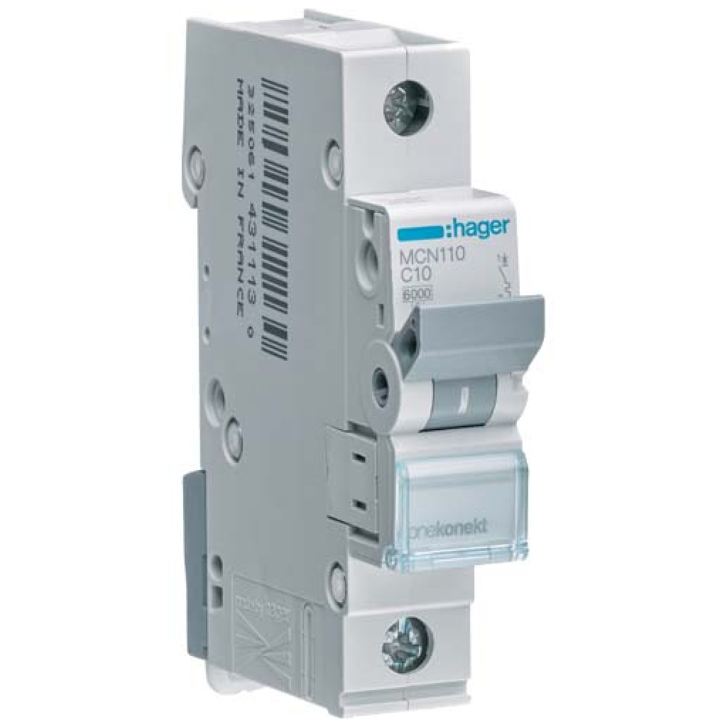 Автоматичний вимикач Hager 1-п. C 10A (6kA) 1M (A) (MCN110) - зображення 1