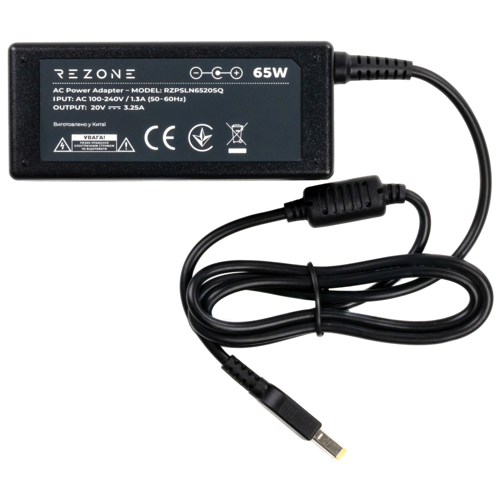 Блок живлення до ноутбуку Rezone Lenovo 65W 20V 3.25А square with pin (RZPSLN6520SQ) - зображення 2
