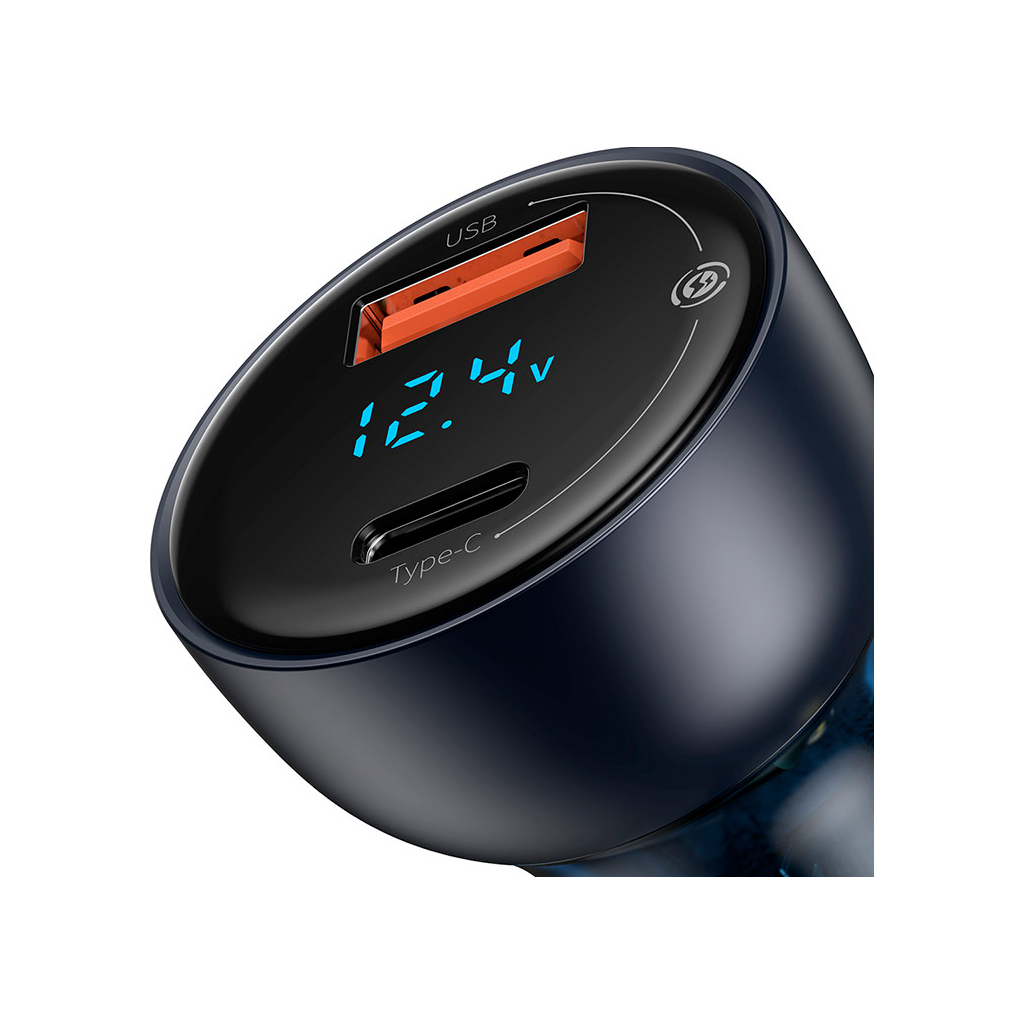Зарядний пристрій Baseus Particular Digital Display QC+PPS Car Charger 65W Cable(Type-C toType-C100W 1m) USB-A/Type-C Dar (TZCCKX-0G) - зображення 4