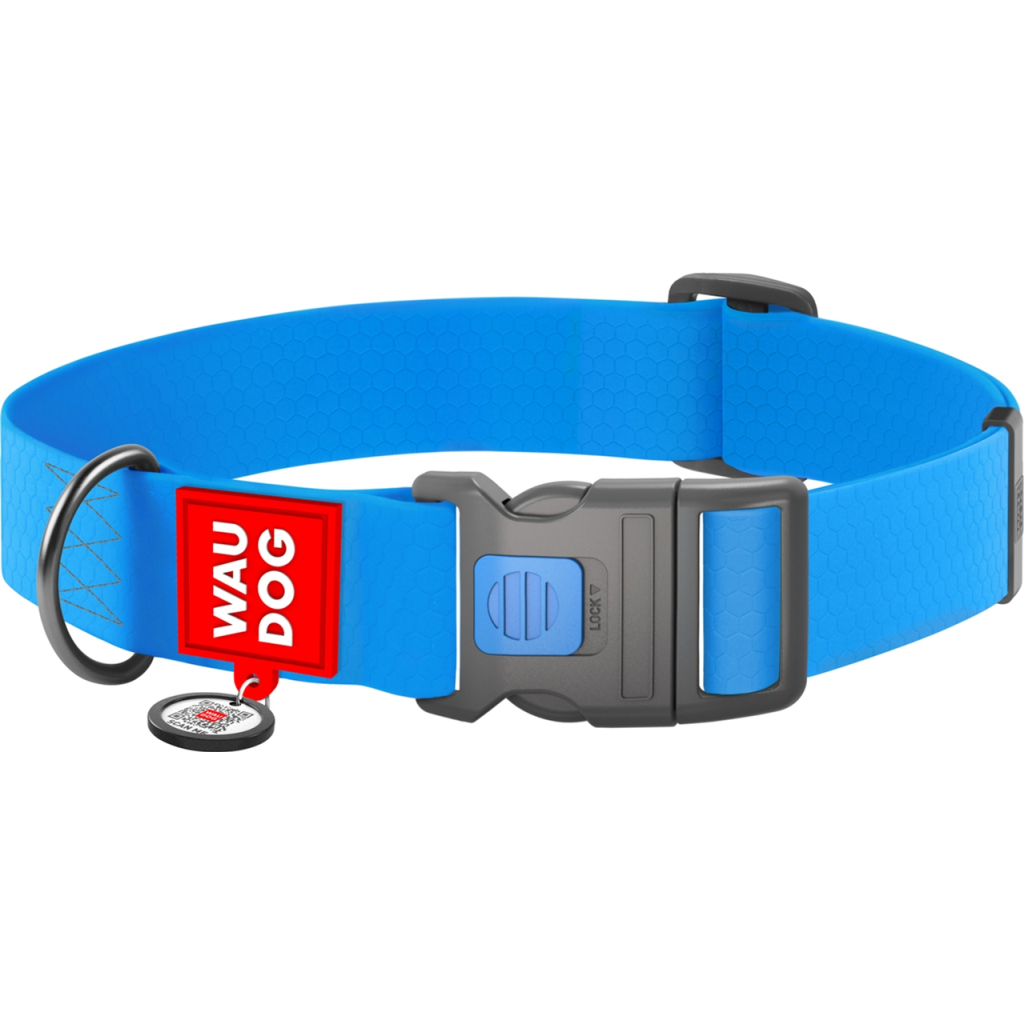 Нашийник для тварин WAUDOG Waterproof з QR паспортом пластиковий фастекс XXL блакитний (25112) - зображення 1
