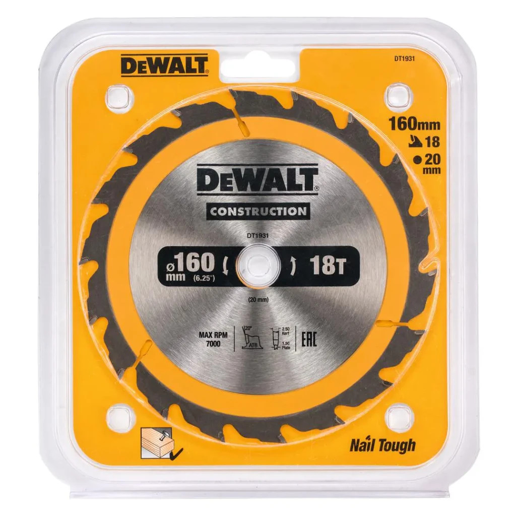 Диск пильний DeWALT СONSTRUCTION , 160 х 20 мм, 18 z, АВТ, 20 градусів (DT1931) - зображення 2
