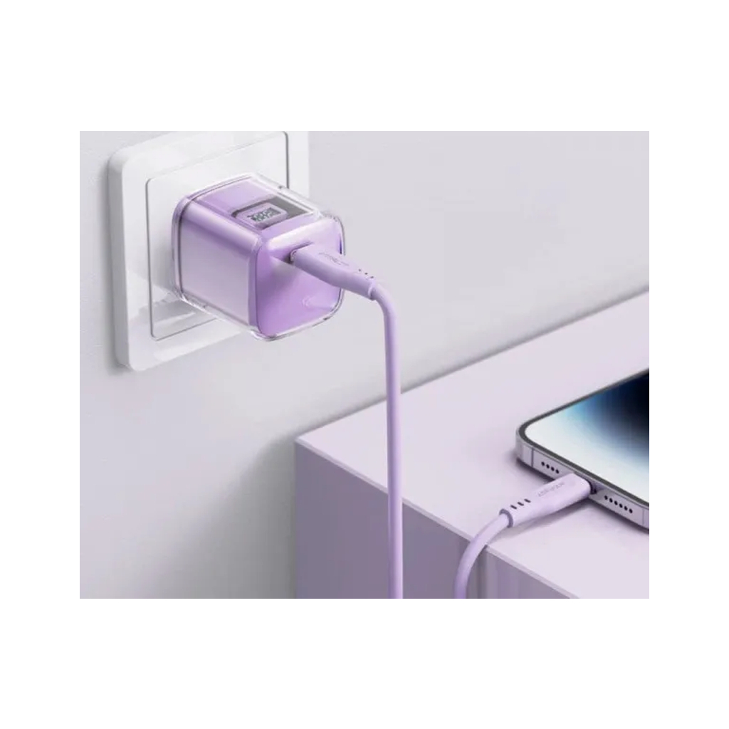 Зарядний пристрій Acefast 1xUSB-C 30W Gan A53 Fast Charger alfalfa purple (6974316282365) - зображення 7