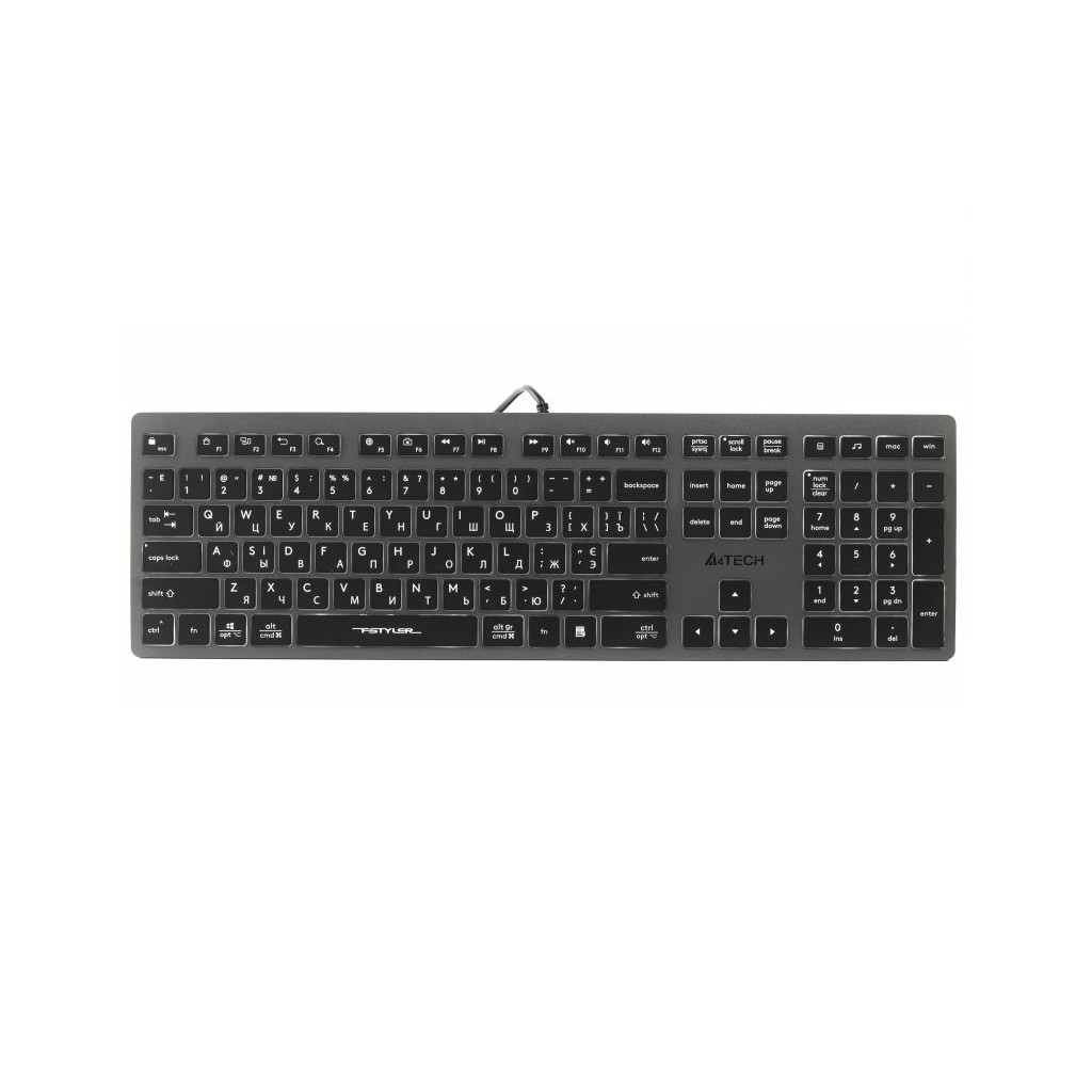 Клавіатура A4Tech FX60H USB Grey White backlit - зображення 1