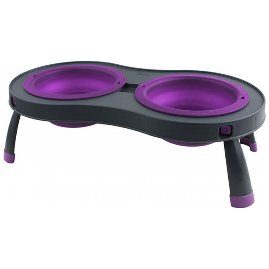 Посуд для собак Dexas Миска подвійна на складній підставці-велика 600 мл фіолетова (0084297306878) - зображення 1