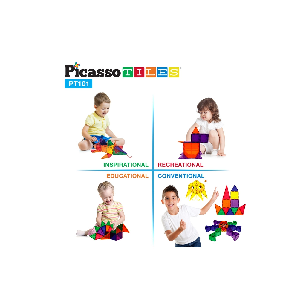 Конструктор Picasso магнітний Tiles Magnetic Building Blocks 101 деталь (817338022402) - зображення 7