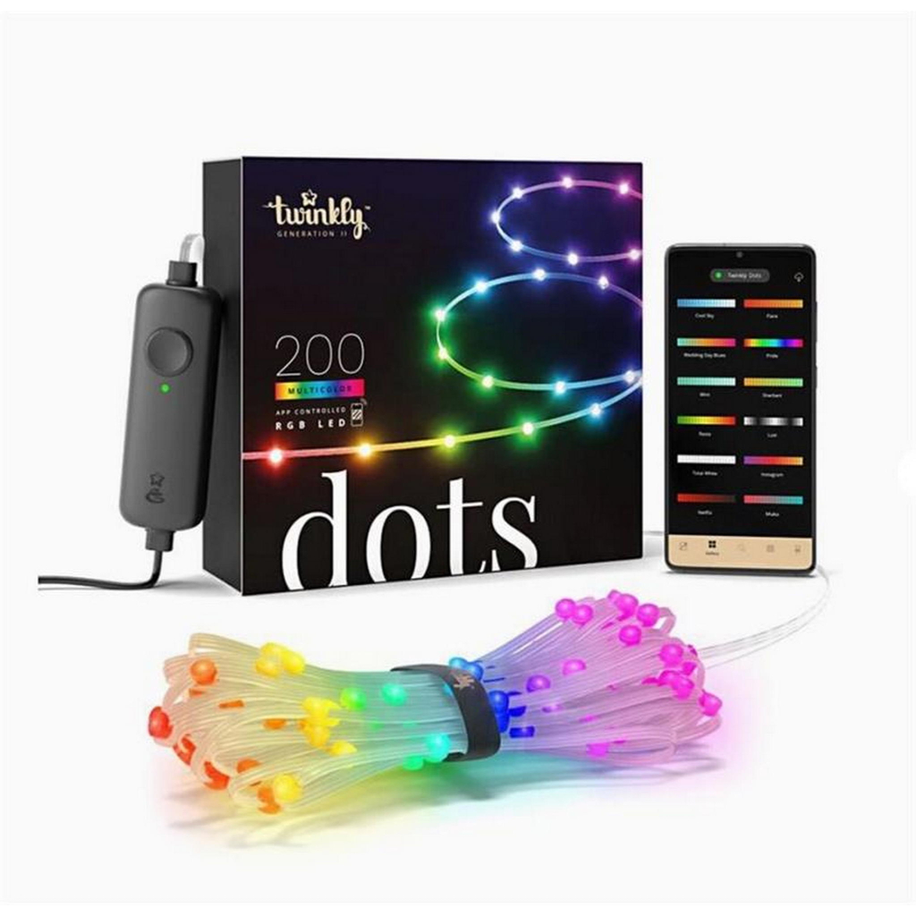 Гірлянда Twinkly Smart LED Dots 200 RGB LED Lights String, Clear Wire, Plug, IP44 10м (TWD200STP-TEU) - зображення 1