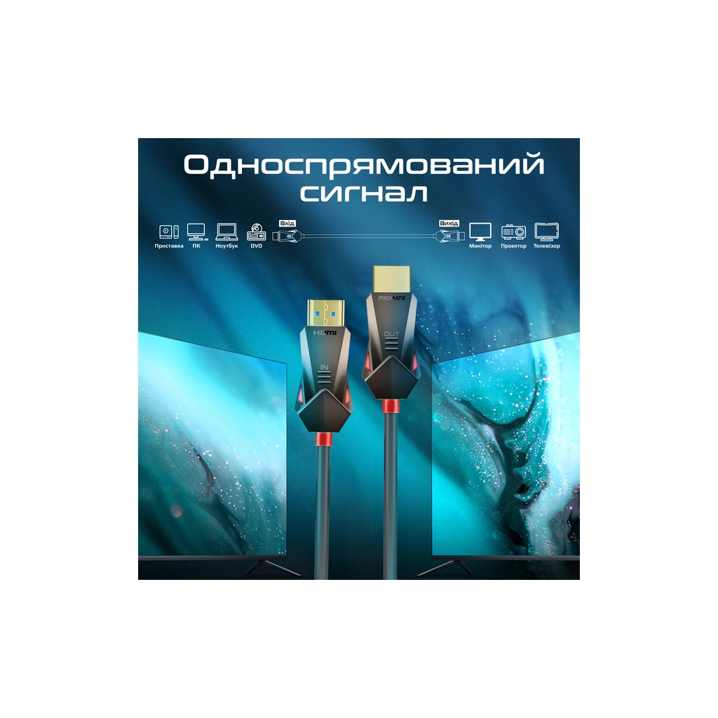 Кабель мультимедійний HDMI to HDMI v.2.0 prolink4k60-20m Promate (prolink4k60-20m) - зображення 5