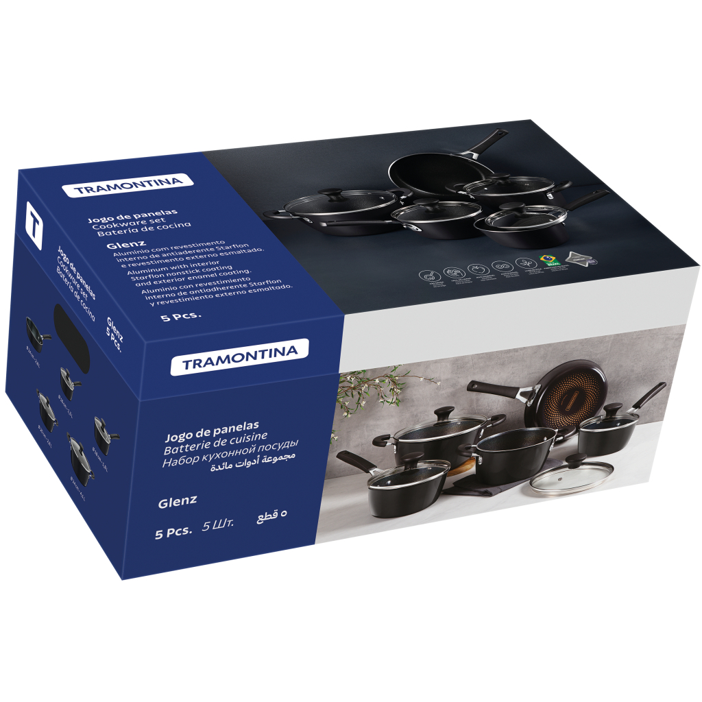 Набір посуду Tramontina Glenz 9 предметів Кам'яно-сірий (28699/610) - зображення 2