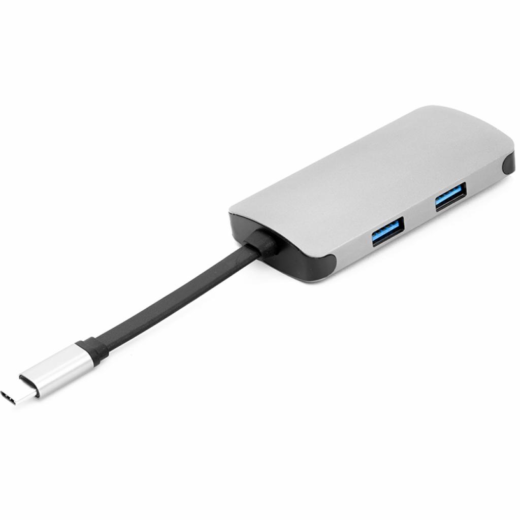 Концентратор PowerPlant Type-C - HDMI 4K, USB 3.0, USB Type-C, RJ45 (CA911691) - зображення 1