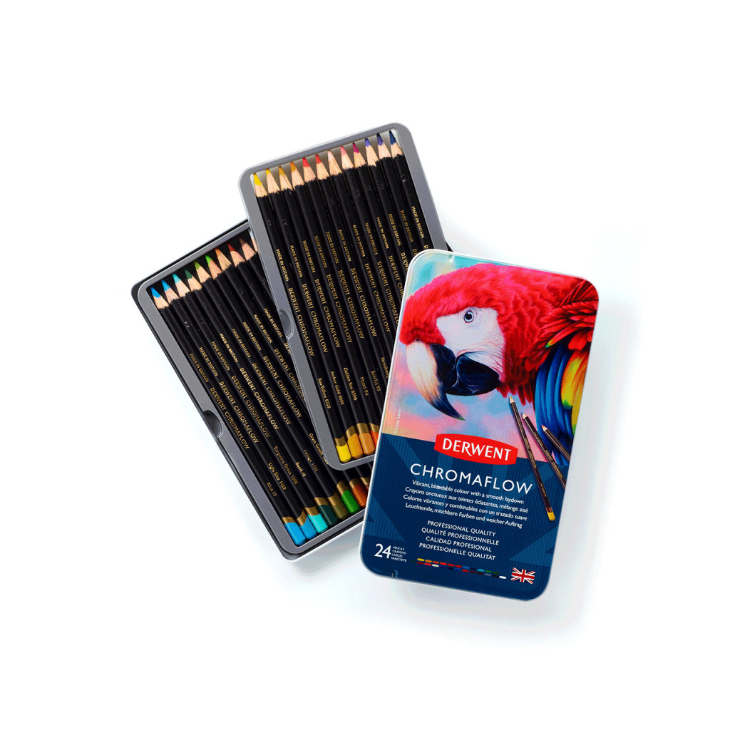 Олівці кольорові Derwent Chromaflow 24 кол. у металевому пеналі (5028252616133) - изображение 2