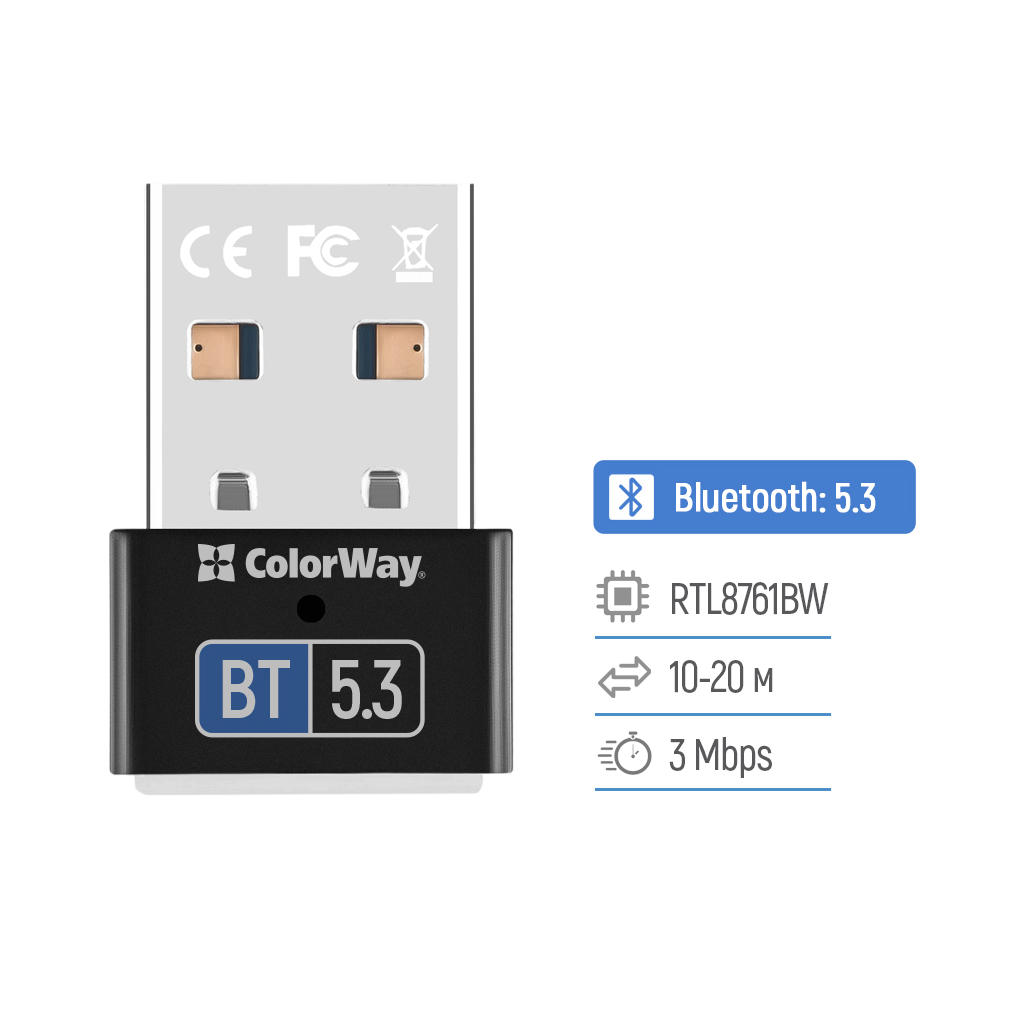 Bluetooth-адаптер ColorWay BT 5.3 (CW-AD-BT53) - зображення 6