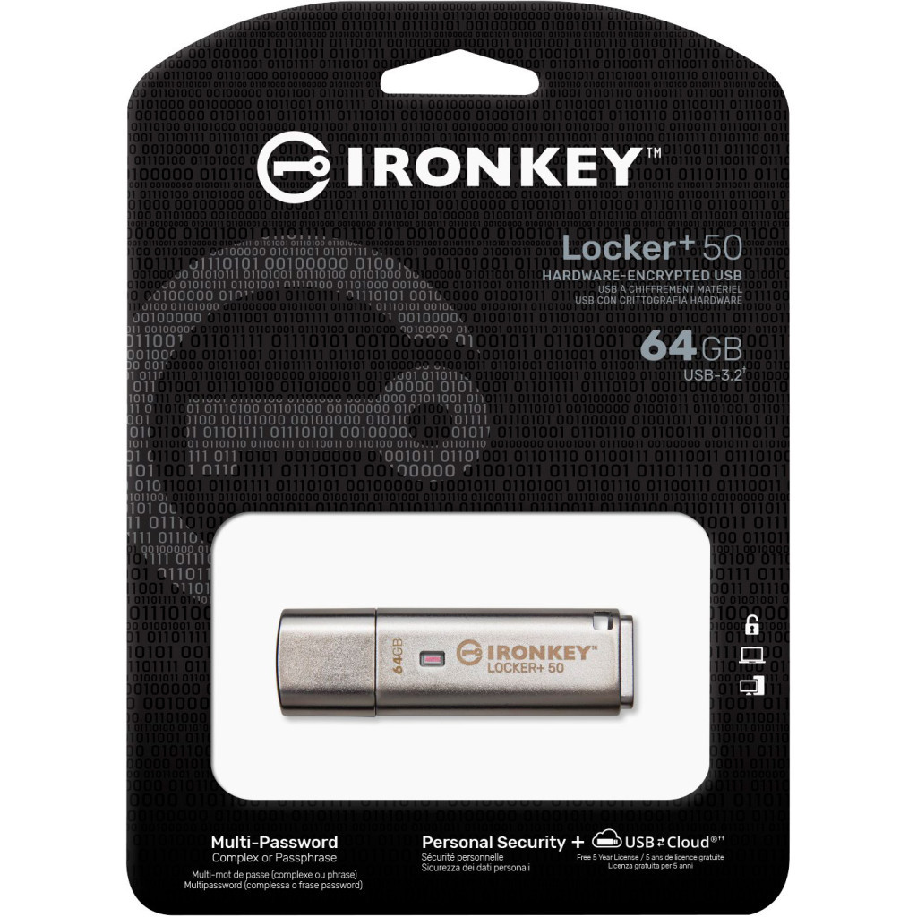 USB флеш накопичувач Kingston 64GB IronKey Locker Plus 50 AES Encrypted USB 3.2 (IKLP50/64GB) - зображення 5