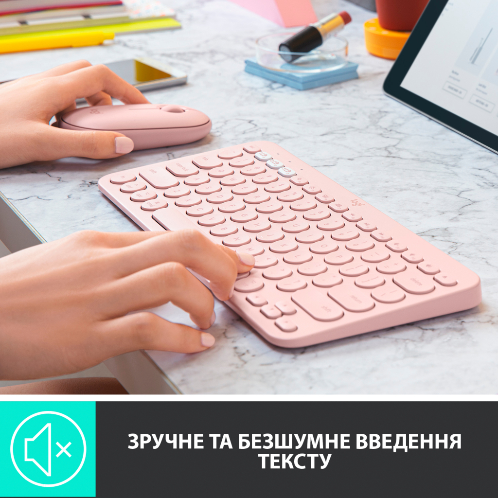 Клавіатура Logitech K380 for MAC Multi-Device Bluetooth UA Rose (920-010406) - зображення 3
