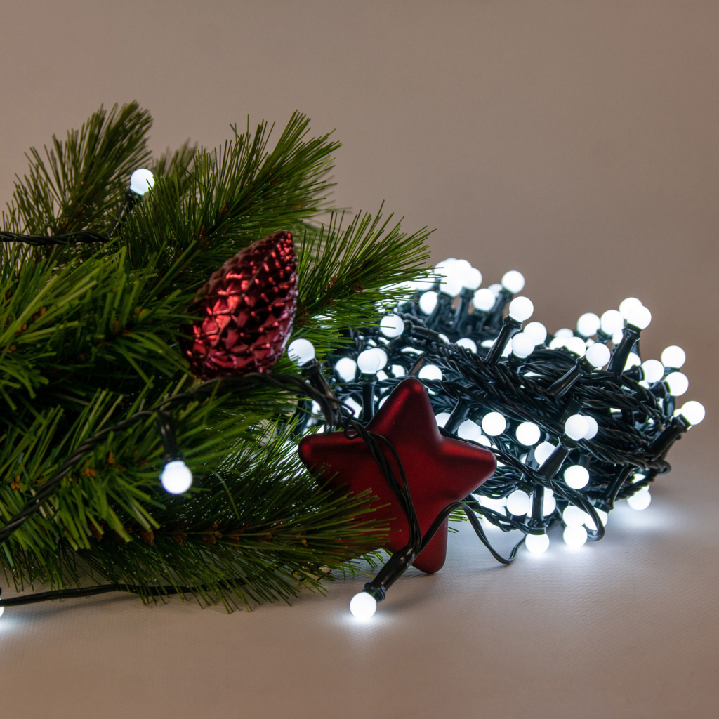 Гірлянда Chomik Кульки-змійка 200 LED 16 м, холодний білий, IP44, від мережі (5900779880153) - зображення 3