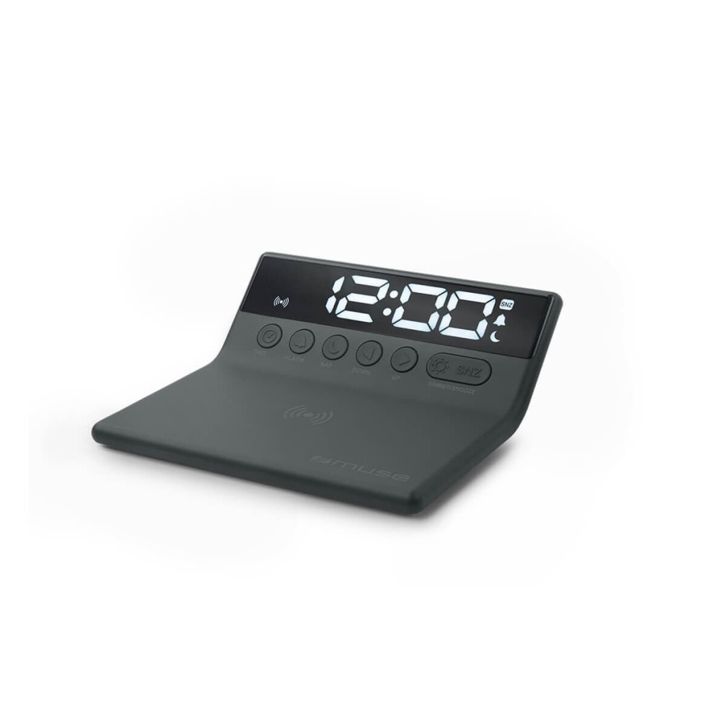 Настільний годинник Muse з бездротовою зарядкою телефону (M-168 WI) - зображення 1