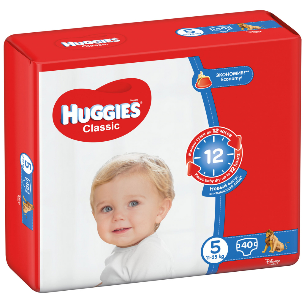 Підгузки Huggies Classic 5 (11-25 кг) Jumbo 40 шт (5029053573922) - зображення 2