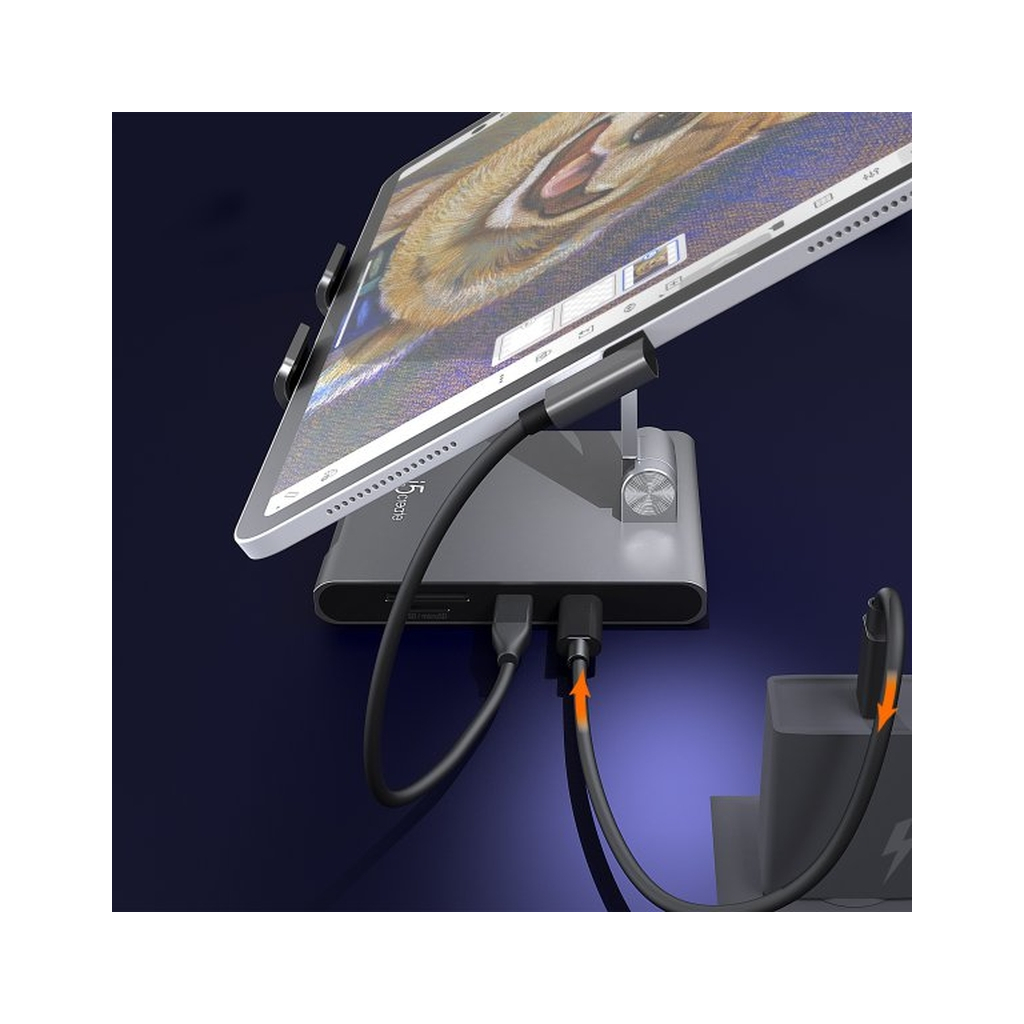 Порт-реплікатор J5create Dock-Station Ipad USB-C 8-in-1 (HDMI/PD/картридер/USB-A/USB-C/Audio) (JTS224-N) - зображення 10