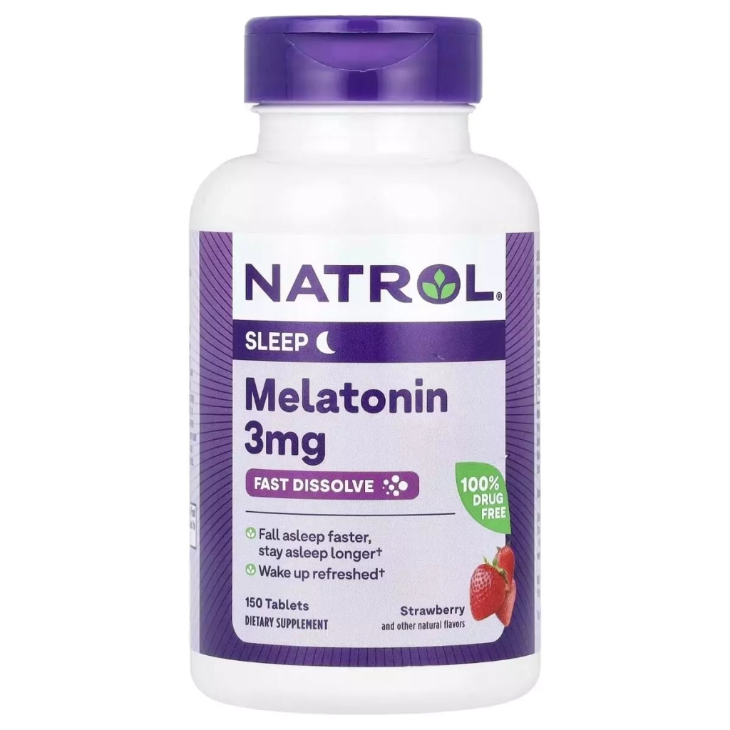 Амінокислота Natrol Мелатонін швидкорозчинний, 3 мг, смак полуниці, Melatonin (NTL-07281) - зображення 1