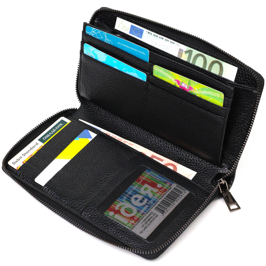 Гаманець Bond Accessories З одним відділенням з натуральної шкіри Чорна (22030) - зображення 5