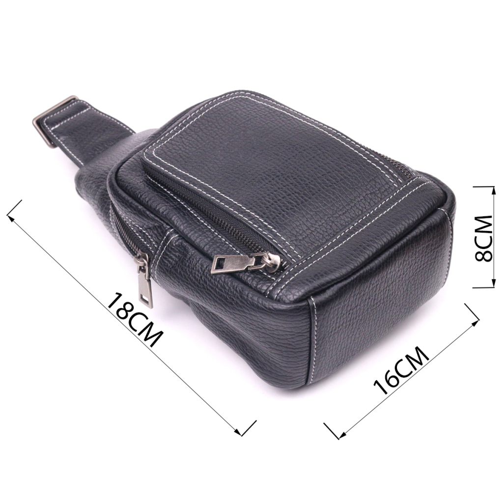 Сумка Vintage Через плече з натуральної шкіри Чорна (21284) - зображення 4