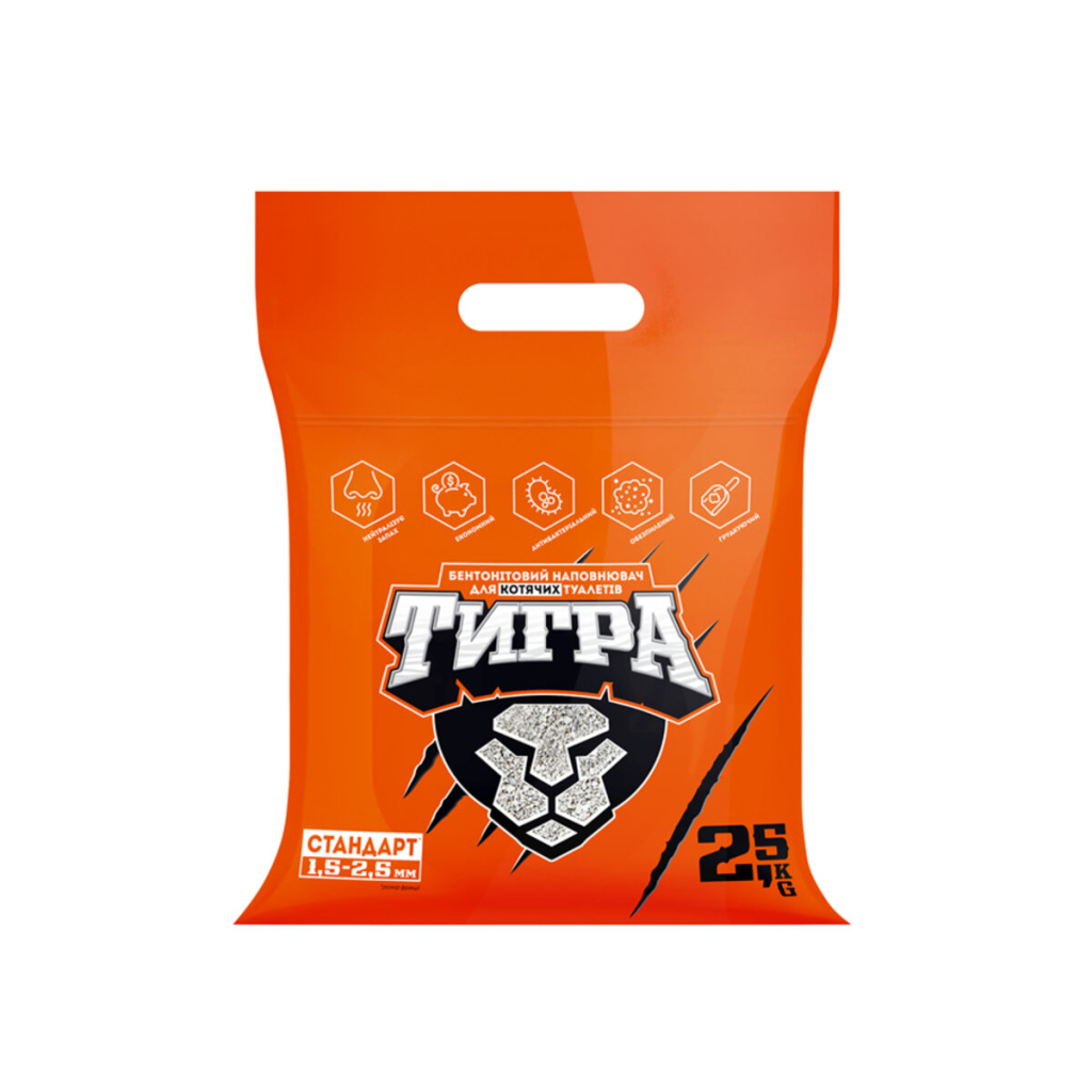 Наповнювач для туалету Тигра Натуральний бентонітовий 2.5 кг (середня гранула 1.5-2.5 мм) (5205) - изображение 1