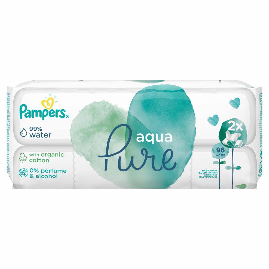 Дитячі вологі серветки Pampers Aqua Pure 2x48 (8001090603357) - зображення 4