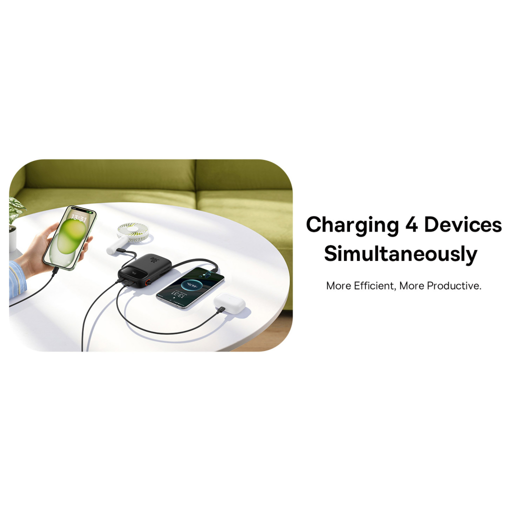 Батарея універсальна Baseus QPow2 20000mAh 30W, with 2*Type-C Cable, White (P10055009213-00) - зображення 12