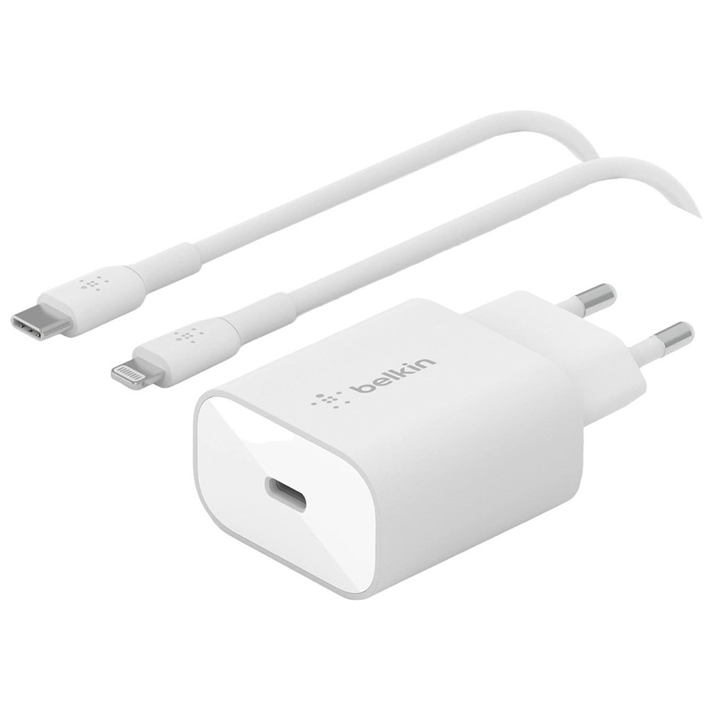 Зарядний пристрій Belkin USB-С 25W PD PPS + cable USB-C-Lightning 1m (WCA004VF1MWH-B5) - зображення 1