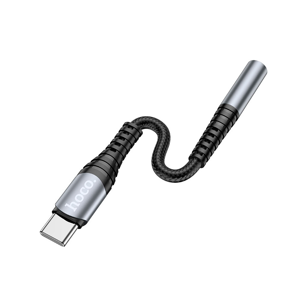 Перехідник USB-C M to 3.5mm F LS33 metal gray HOCO (6931474761163) - зображення 3