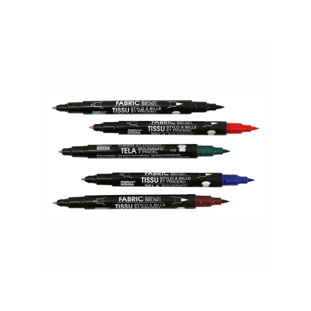 Художній маркер Marvy Червоний, д/св. тканин, двосторонній, 0,75мм, 1-2мм, 122-S, Fabric ball&Brush (028617122229) - зображення 2