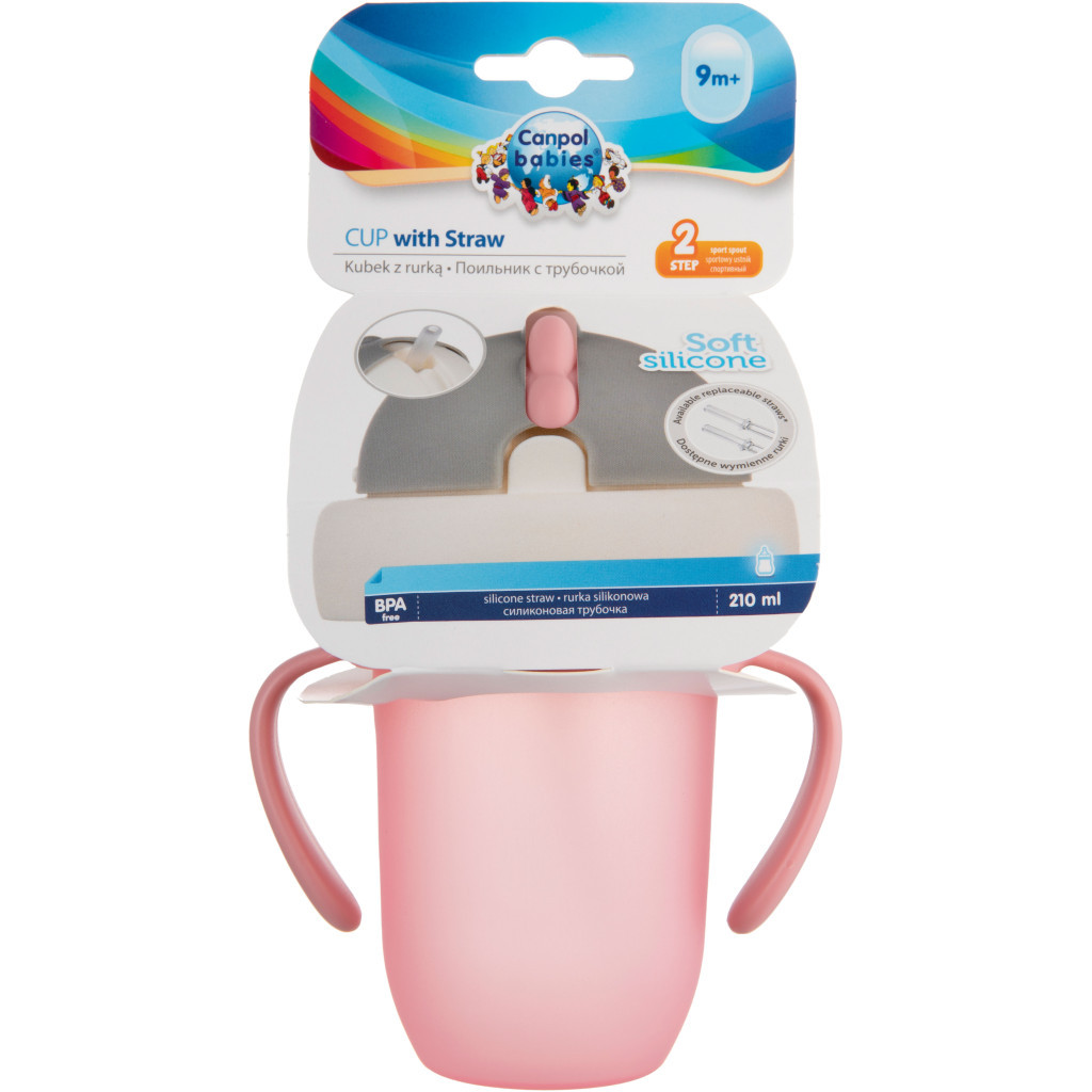 Поїльник-непроливайка Canpol babies Matte Pastels із силіконовою трубочкою 210 мл Рожевий (56/522_pin) - зображення 3