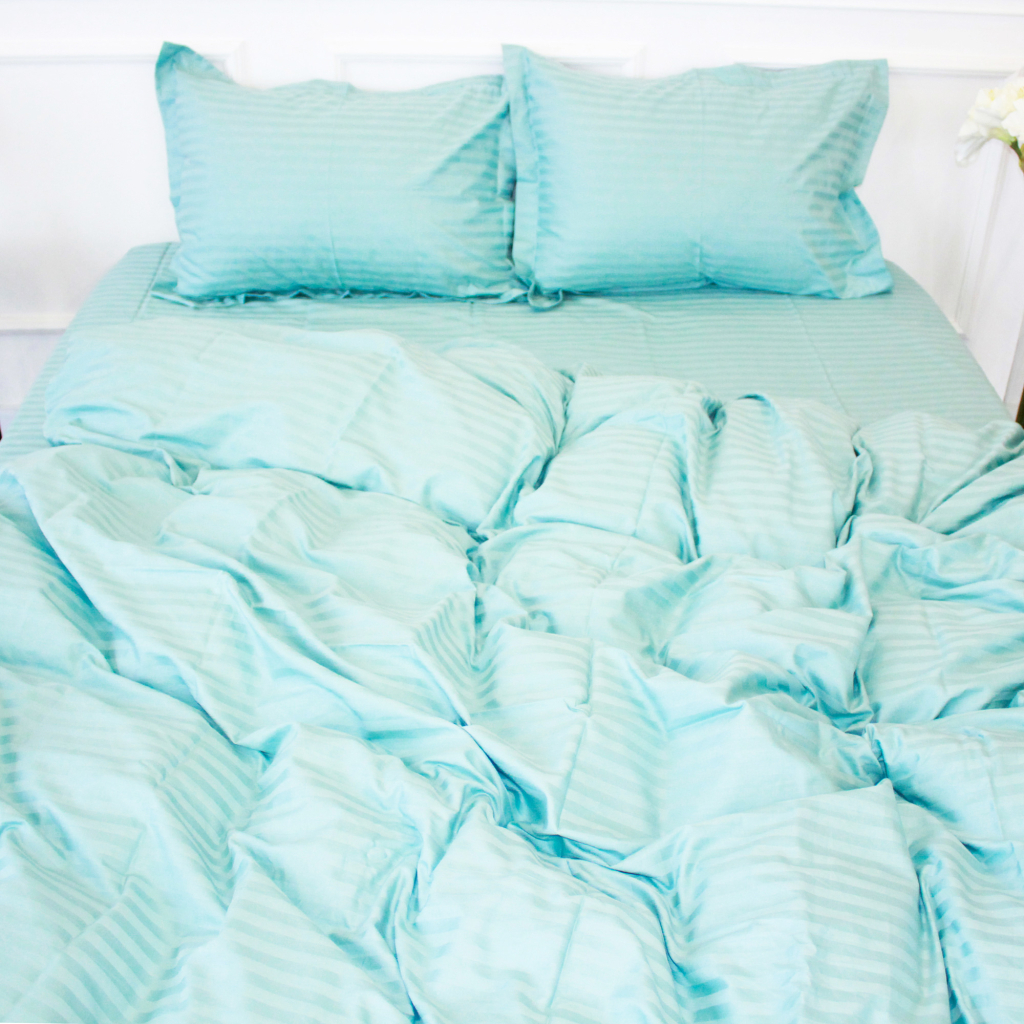 Підковдра MirSon Satin Stripe 30-0015 Green Wave 220х240 см (2200005253410) - зображення 1